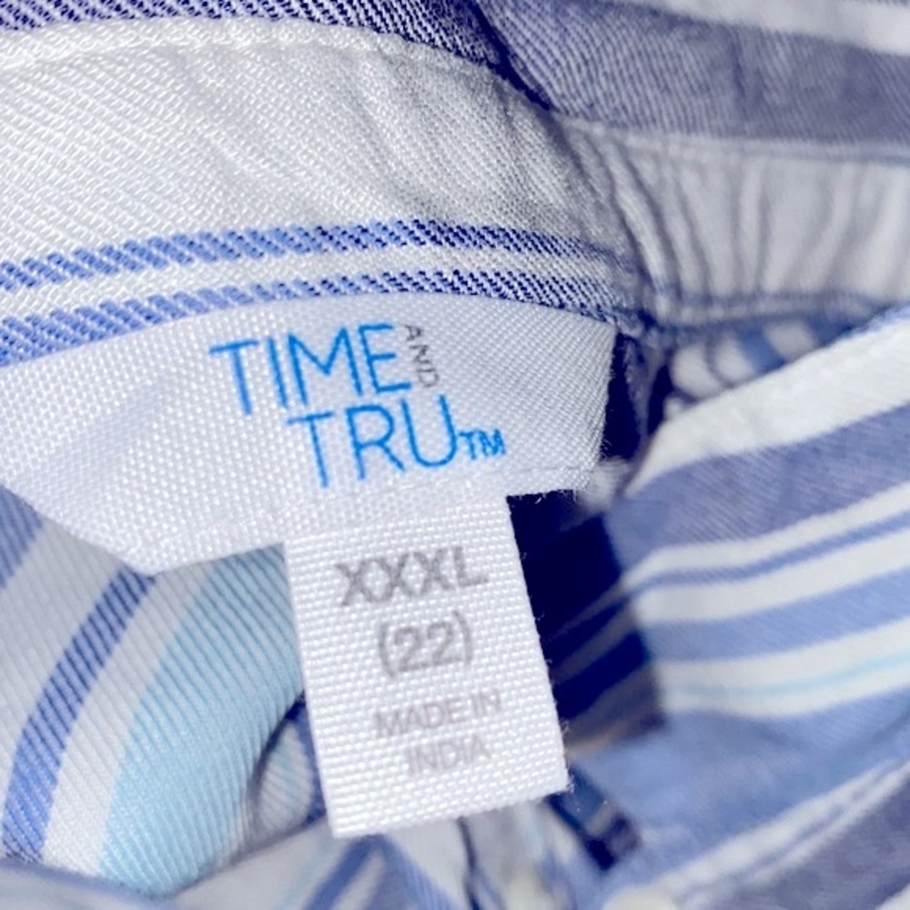 Time and Tru blue & white striped button down shirt size 3X - Picture 4 of 6